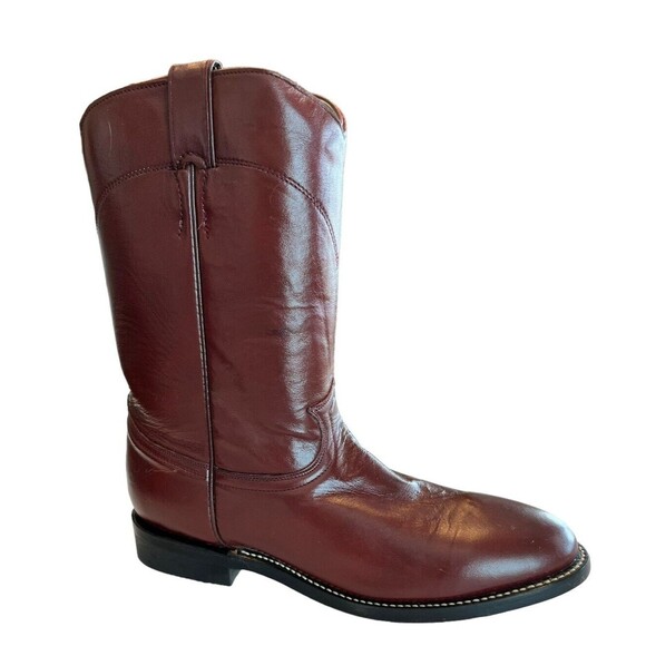 Cowtown Mens women’s Roper Dark Brown Leather Western Boots 6 1/2B Hand Made - Picture 1 of 10